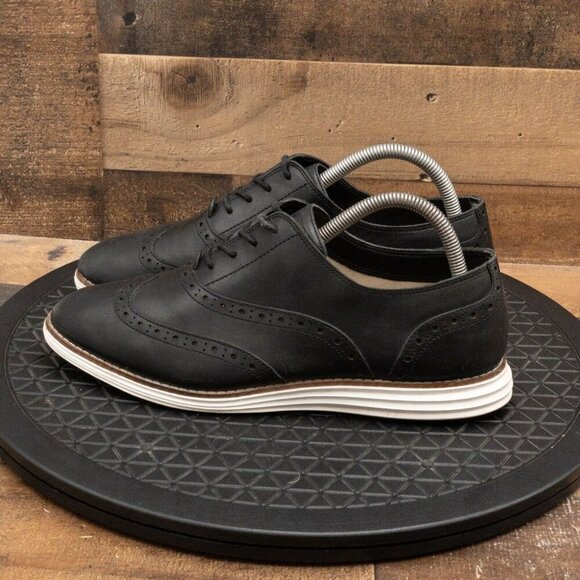 COLE HAAN ORIGINALGRAND WOMEN BUSINESS CASUAL SHOE BLACK LEATHER WINGTIP SZ 9.5B - Picture 5 of 9